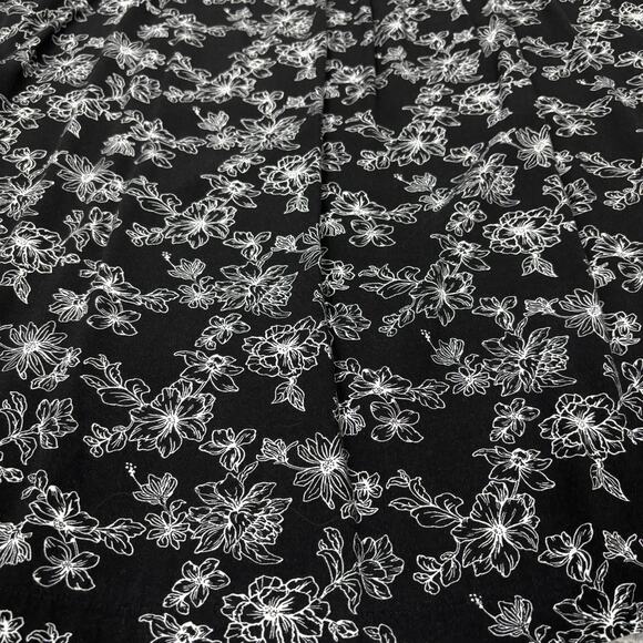 AVA VIV Top Black Tunic T-Shirt Short Sleeve Blouse Floral Print Back Detail - Picture 12 of 13